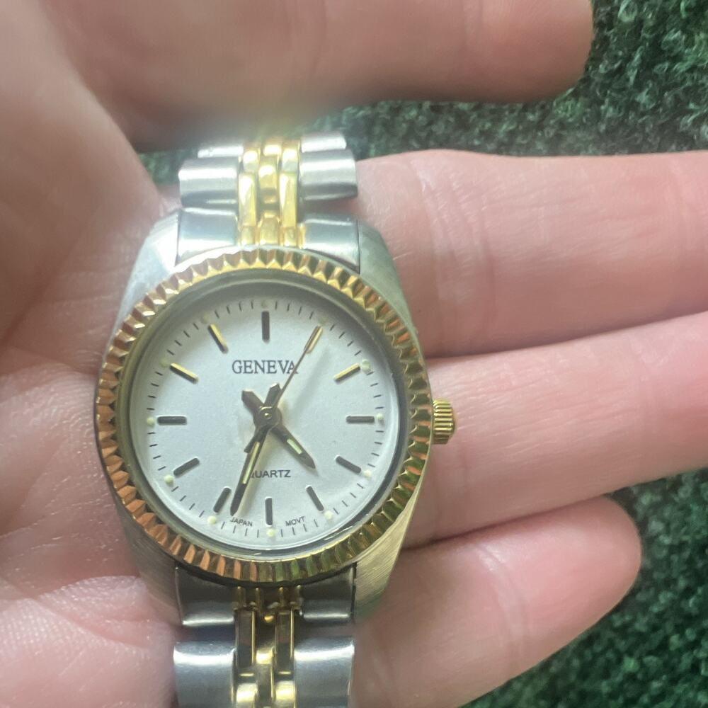 Geneva Women’s Quartz Analog Watch Silver Dial Two-Tone Steel Bracelet